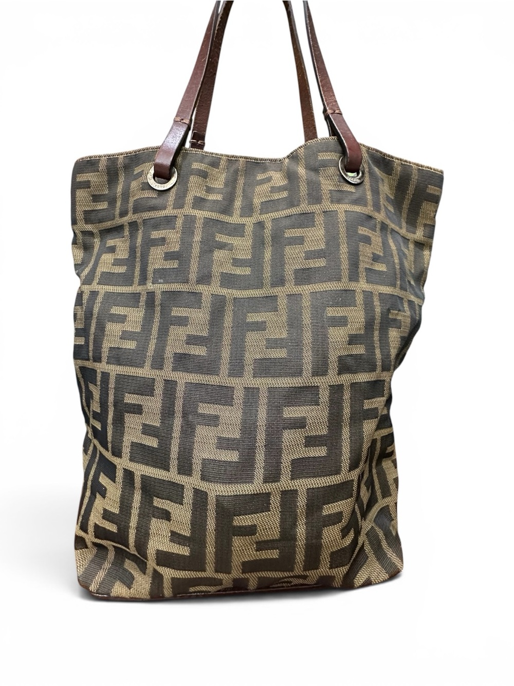 Vintage Fendi Zucca FF Monogram Jacquard Tote Bag Brown Tobacco | Italy